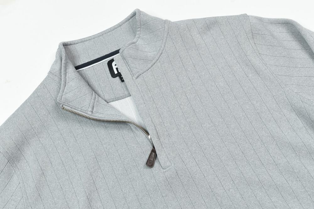 FootJoy 1/4 Zip Pullover Golf Sweater Mens Large Gray Long Sleeve Stripe